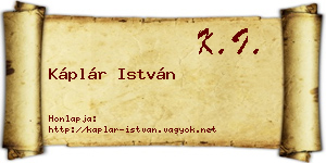 Káplár István névjegykártya