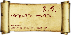 Káplár István névjegykártya